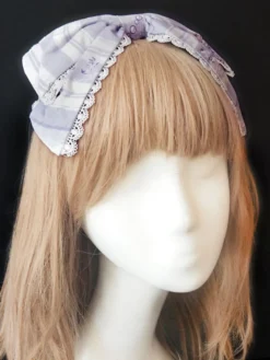 Doux Lolita Coiffure Infanta Maiden Room Dentelle Trim Bow Imprimer Lolita Accessoire de Cheveux Déguisements Halloween