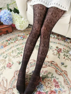 Doux Lolita Collant Jacquard Dentelle Solide Couleur Lolita Stocking Déguisements Halloween