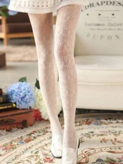 Doux Lolita Collant Jacquard Dentelle Solide Couleur Lolita Stocking Déguisements Halloween