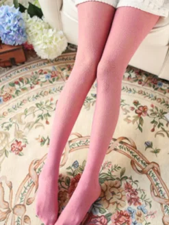 Doux Lolita Collant Jacquard Dentelle Solide Couleur Lolita Stocking Déguisements Halloween