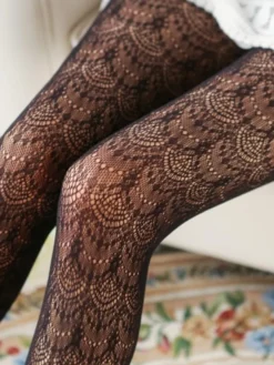 Doux Lolita Collant Jacquard Dentelle Solide Couleur Lolita Stocking Déguisements Halloween