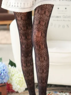 Doux Lolita Collant Jacquard Dentelle Solide Couleur Lolita Stocking Déguisements Halloween