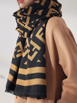 Echarpes Femme Hiver Imprimé Mots Bicolores