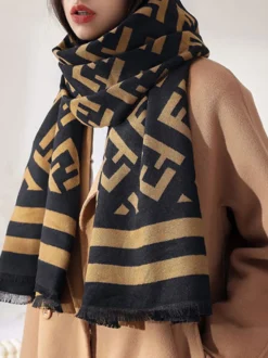 Echarpes Femme Hiver Imprimé Mots Bicolores