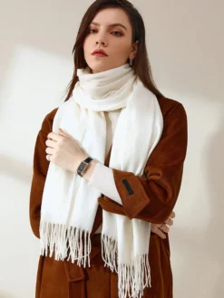 Echarpes Femme Hiver Unicolore avec Franges
