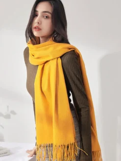 Echarpes Femme Hiver Unicolore avec Franges