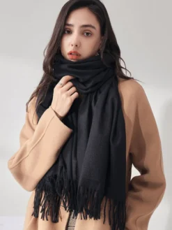 Echarpes Femme Hiver Unicolore avec Franges