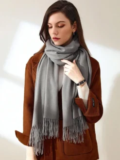 Echarpes Femme Hiver Unicolore avec Franges