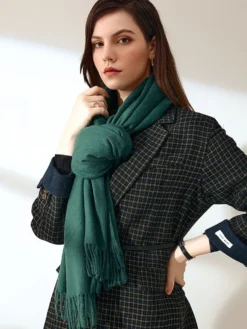 Echarpes Femme Hiver Unicolore avec Franges