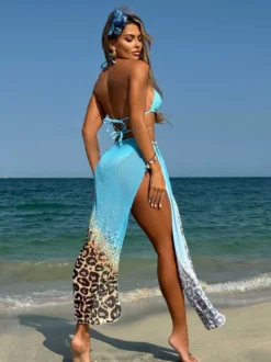 Ensemble bikini dos nu et cache-maillot de bain 3 pièces à imprimé léopard 2026