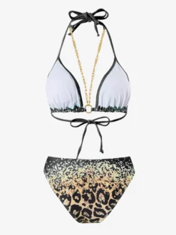 Ensemble bikini dos nu et cache-maillot de bain 3 pièces à imprimé léopard 2026