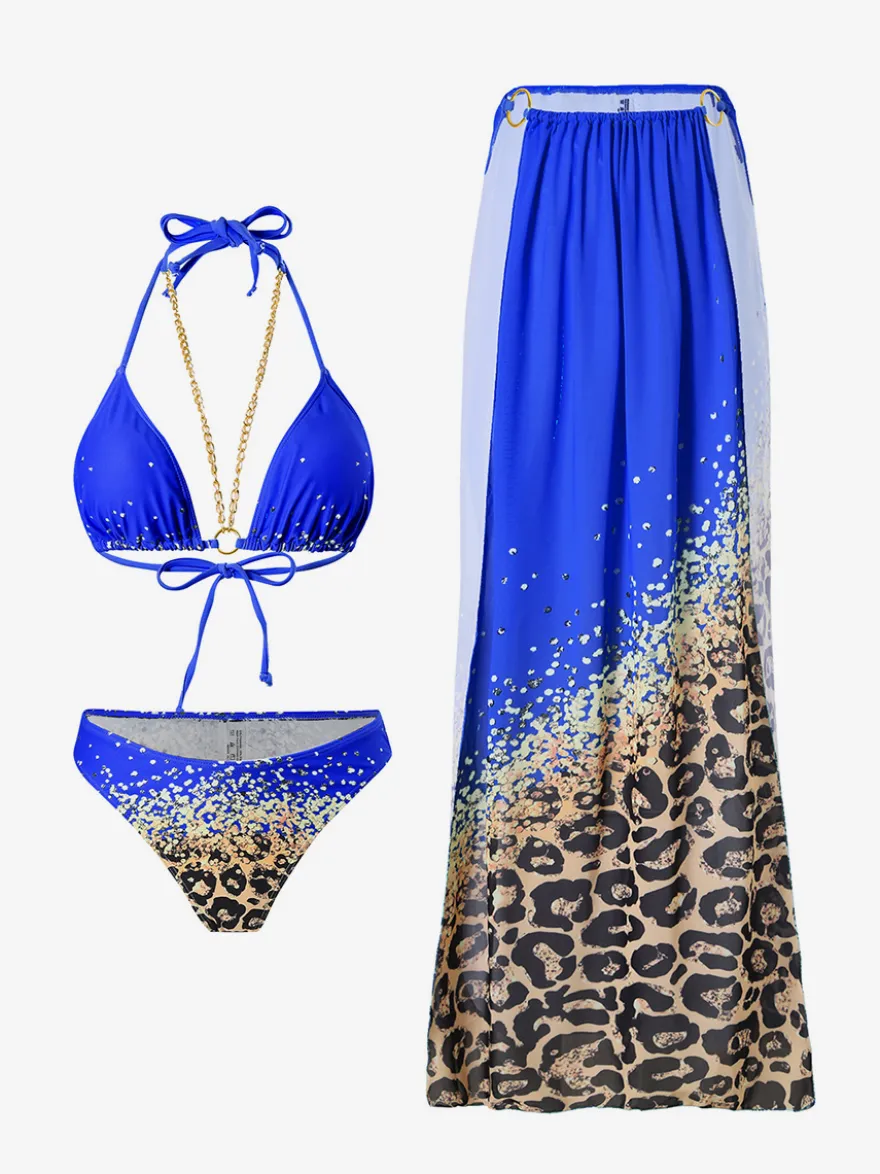 Ensemble bikini dos nu et cache-maillot de bain 3 pièces à imprimé léopard 2026