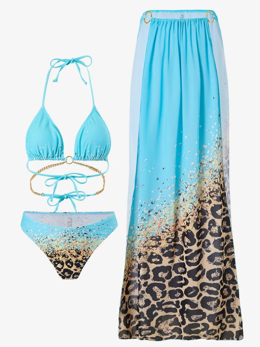 Ensemble bikini dos nu et cache-maillot de bain 3 pièces à imprimé léopard 2026