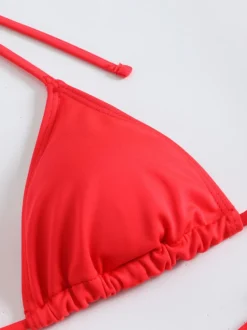 Ensemble bikini dos nu et mini-robe cache-maillot à manches longues et col en U maillot de bain 3 pièces 2026