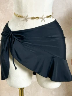 Ensemble bikini 3 pièces avec paréo à volants et ornement soleil