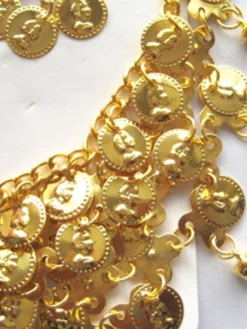 Ensemble de bijoux de danse du ventre Costume Or en plastique Bollywood Collier de danse Boucles d'oreilles pendantes Déguisements Halloween