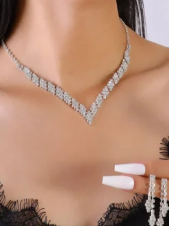 Ensemble de bijoux de mariage tendance en métal percé avec diamants chic