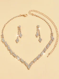 Ensemble de bijoux de mariage tendance en métal percé avec diamants chic