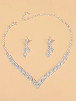 Ensemble de bijoux de mariage tendance en métal percé avec diamants chic