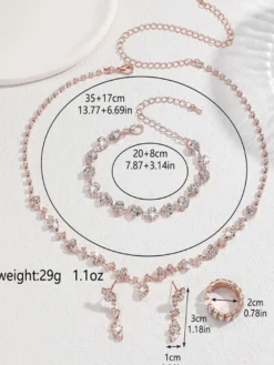 Ensemble de bijoux de mariage tendance avec beau diamant en métal