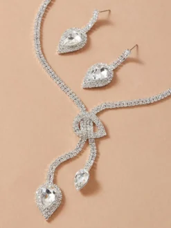 Ensemble de bijoux de mariage pour la mariée magnifique zircone cubique percé en métal