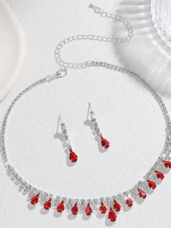 Ensemble de bijoux de mariage tendance avec superbe diamant en métal