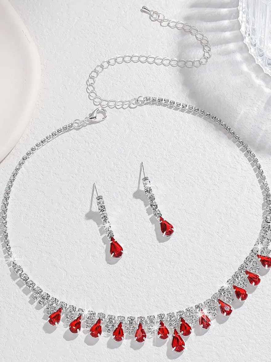 Ensemble de bijoux de mariage tendance avec superbe diamant en métal