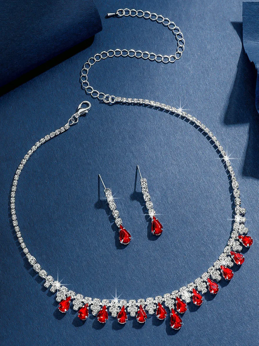 Ensemble de bijoux de mariage tendance avec superbe diamant en métal