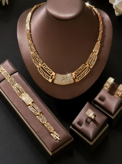 Ensemble de bijoux de mariage pour la mariée magnifique perle d'imitation pendentif en métal ajouré