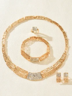 Ensemble de bijoux de mariage pour la mariée magnifique perle d'imitation pendentif en métal ajouré
