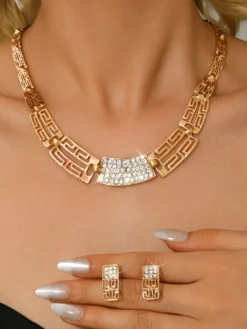 Ensemble de bijoux de mariage pour la mariée magnifique perle d'imitation pendentif en métal ajouré