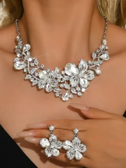 Ensemble de bijoux de mariage pour la mariée en métal chic