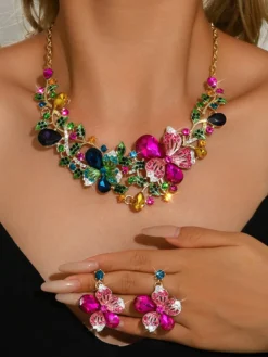 Ensemble de bijoux de mariage pour la mariée en métal chic