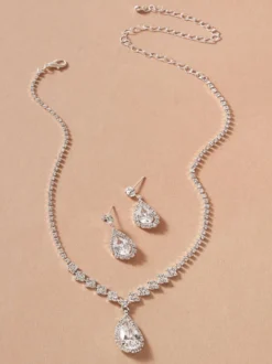 Ensemble de bijoux de mariage collier et boucle d'oreille Cadeau de Saint Valentin