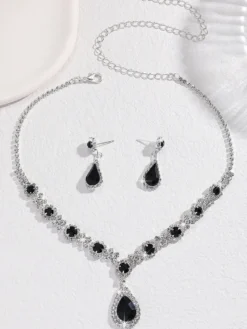 Ensemble de bijoux de mariage pour la mariée charmant diamant en métal