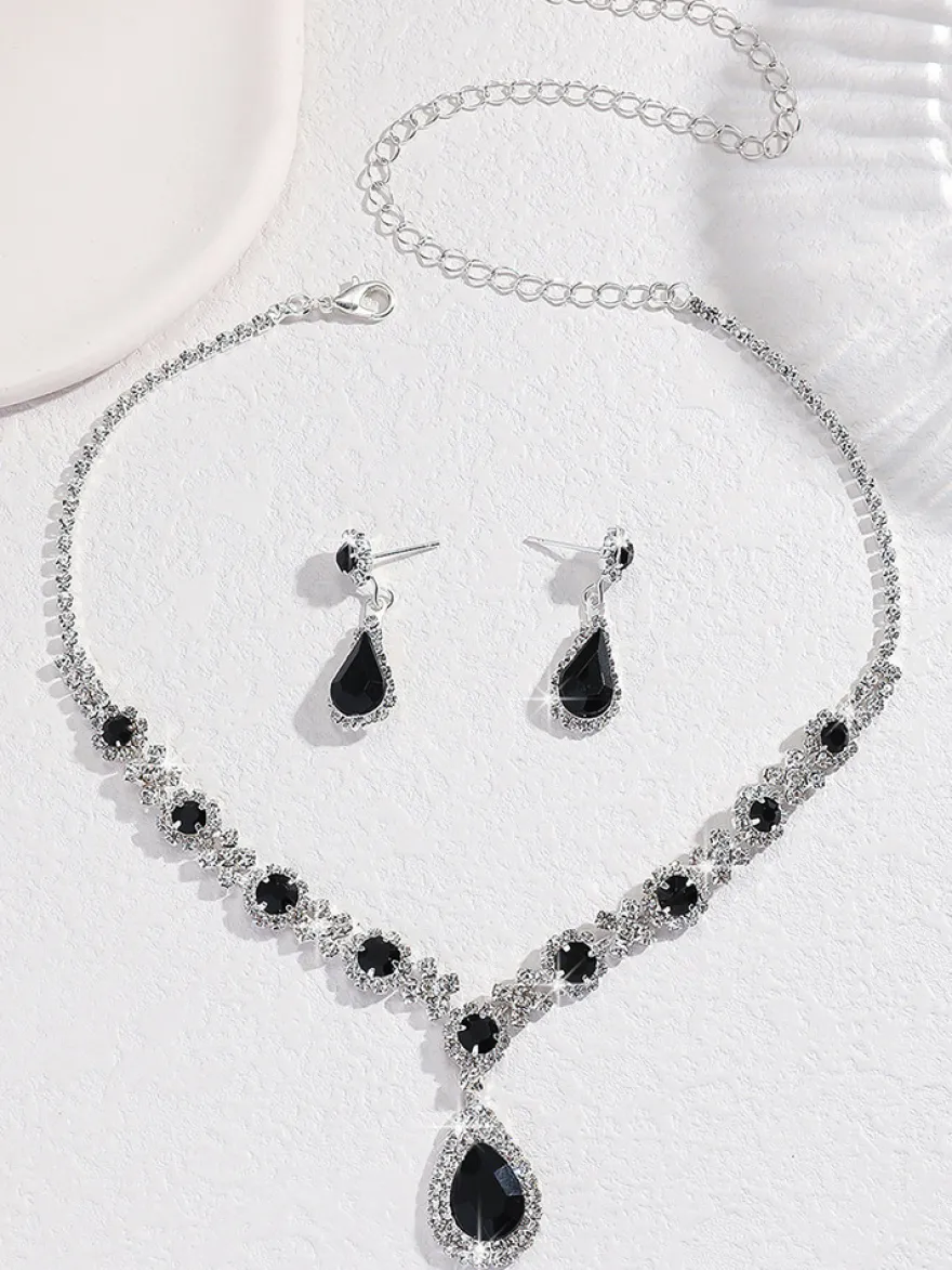 Ensemble de bijoux de mariage pour la mariée charmant diamant en métal