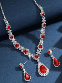 Ensemble de bijoux de mariage pour la mariée charmant diamant en métal