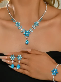 Ensemble de bijoux pour mariage perles d'imitation attrayantes métal ajouré