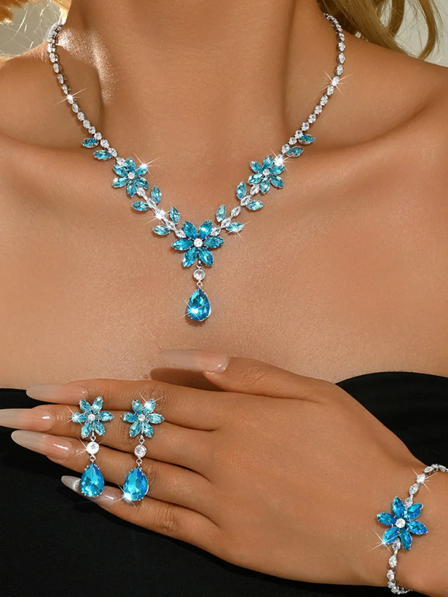 Ensemble de bijoux pour mariage perles d'imitation attrayantes métal ajouré