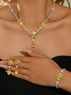 Ensemble de bijoux pour mariage perles d'imitation attrayantes métal ajouré