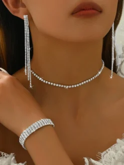 Ensemble de bijoux pour mariage magnifique zircone cubique en métal percé