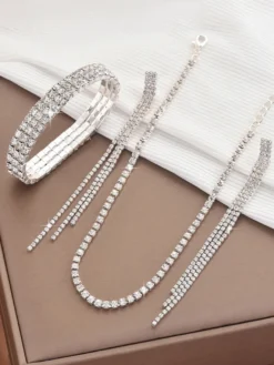 Ensemble de bijoux pour mariage magnifique zircone cubique en métal percé