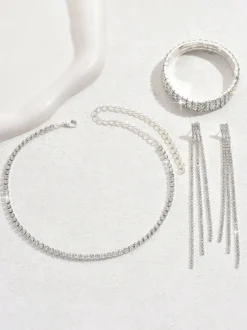 Ensemble de bijoux pour mariage magnifique zircone cubique en métal percé