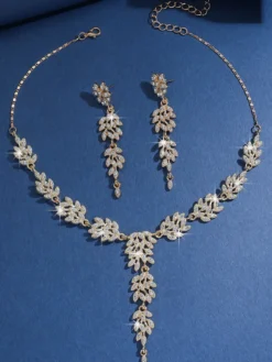Ensemble de bijoux pour mariée magnifique perle d'imitation pendentif en métal ajouré