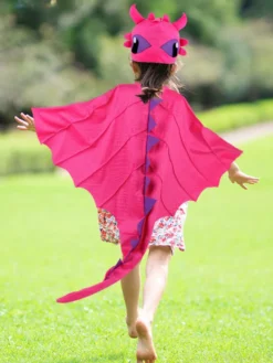 Ensemble de cape et capuche de dragon d'Halloween pour enfants costume fantaisie avec queue pointue tenue de jeu de rôle