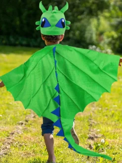 Ensemble de cape et capuche de dragon d'Halloween pour enfants costume fantaisie avec queue pointue tenue de jeu de rôle