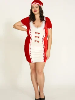 Ensemble de costumes de Noël 3 pièces avec robe rouge et chapeau