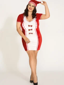 Ensemble de costumes de Noël 3 pièces avec robe rouge et chapeau