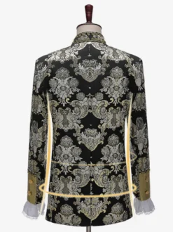 Ensemble de costumes rétro pour homme noir vintage boutons jacquard manches longues