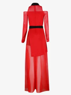 Ensemble de danse jazz imprimé style chinois pour femme haut et jupe rouges